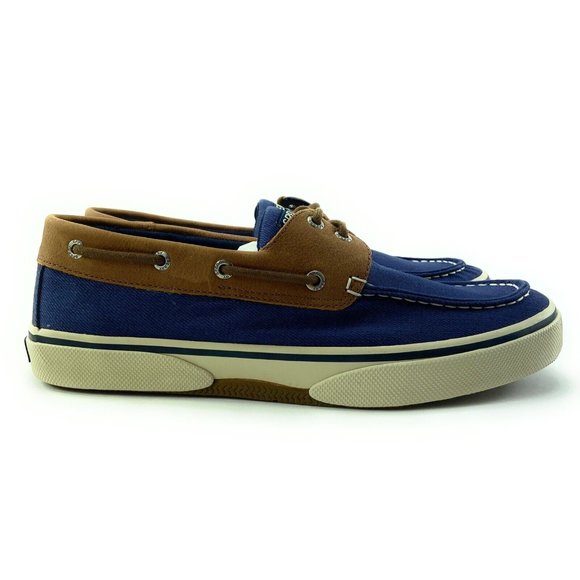 Sperry Men's Halyard 2-Eye Leather Navy Slip On Boat Shoes STS22766 Size 8 Wide - Picture 2 of 9